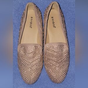 Bamboo Nude Crystal Embellished Flats